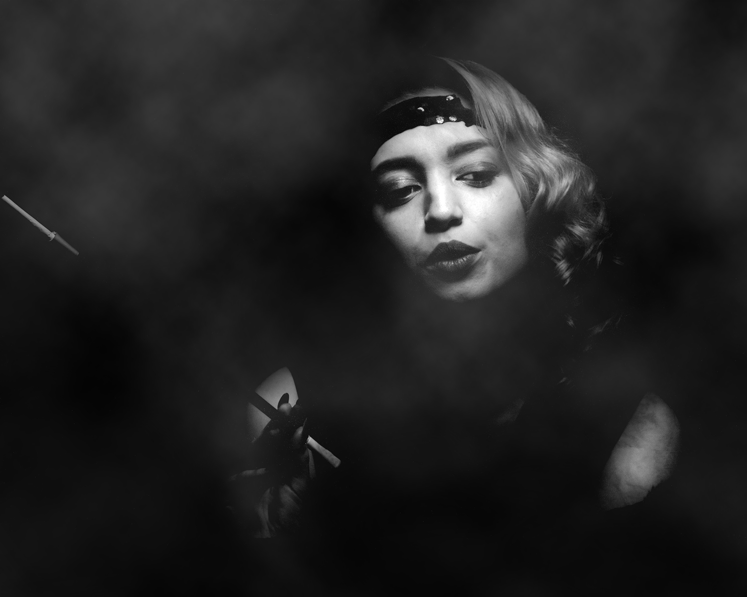Female smoker, film noir, photography